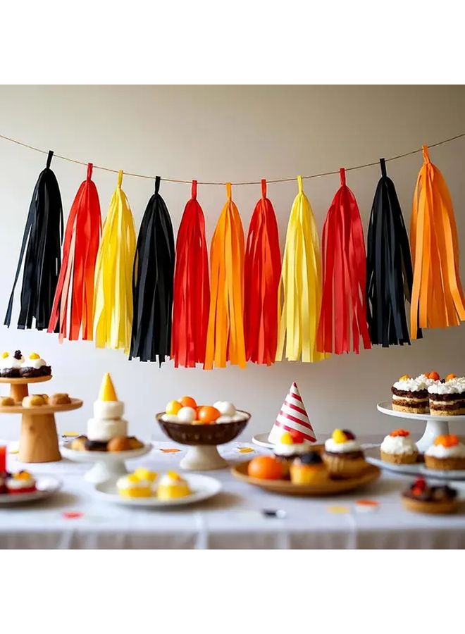 Fire Truck Tissue Garland Black Red Yellow Orange Streamers Birthday Party Decorations - Image 3